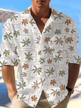 Chemise hawaïenne à manches longues Coconut Tree Waffle pour hommes